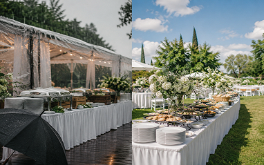 Mariage en plein air : guide traiteur pluie et beau